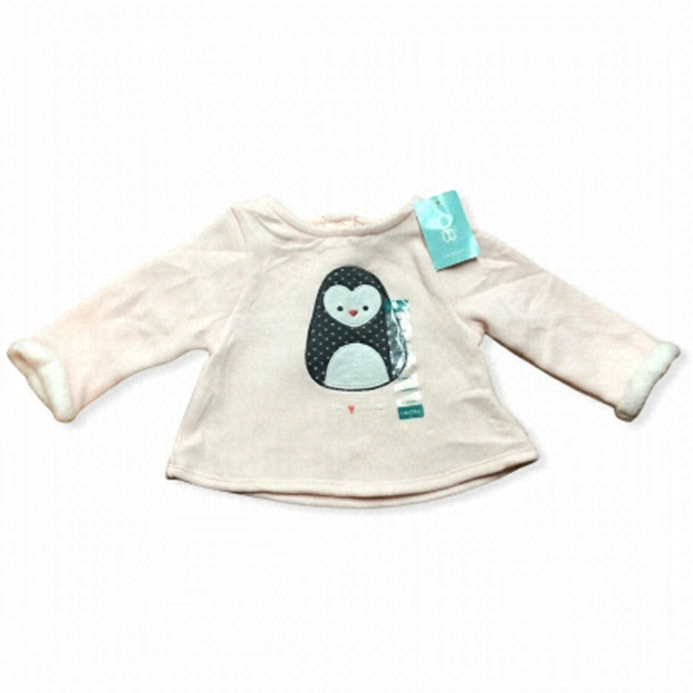 🎉3 For 15$🎉 Nwt Obaibi Light Pink Penguin Soft Sweater Size 3 Months